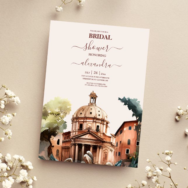 Whimsical Watercolor Italian Destination Bridal Invitation (Creator Uploaded)