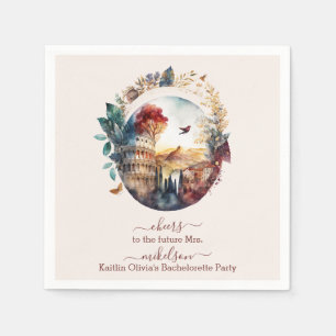 Whimsical Watercolor Italian Destination Bridal Napkin