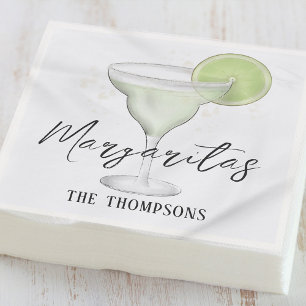 Whimsical Watercolor Margarita QR Code Website Napkin
