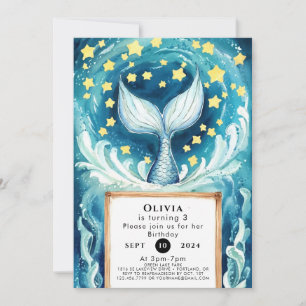 Whimsical Watercolor Mermaid Birthday Invitation