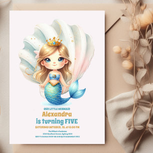 Whimsical Watercolor Mermaid Birthday Invitation
