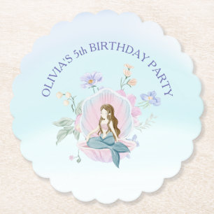 Whimsical Watercolor Mermaids Under the Sea Paper Coaster