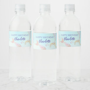 Whimsical Watercolor Mermaids Under the Sea Water Bottle Label