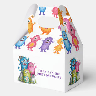 Whimsical Watercolor Monsters Kid's Birthday Party Favour Box