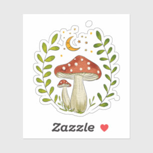 Whimsical Watercolor Mushroom and Moon