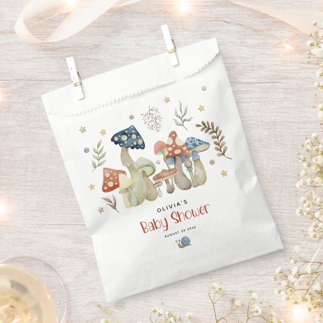 Whimsical Watercolor Mushroom Baby Shower  Favour Bags (Clipped)