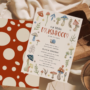 Whimsical Watercolor Mushroom Baby Shower  Invitation
