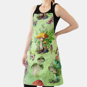 Whimsical Watercolor Mushroom Garden Apron