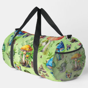 Whimsical Watercolor Mushroom Garden Duffle Bag