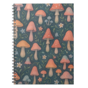 Whimsical Watercolor Mushroom Pattern Notebook