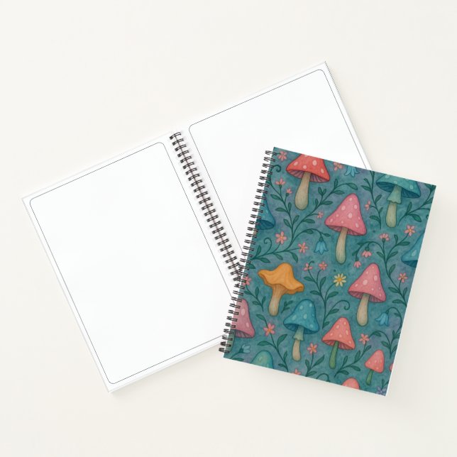 Whimsical Watercolor Mushroom Pattern Notebook (Inside)