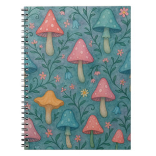Whimsical Watercolor Mushroom Pattern Notebook