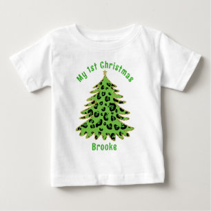 Whimsical Watercolor My First Christmas Name Baby T-Shirt