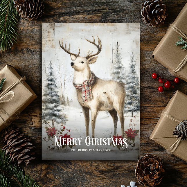 Whimsical Watercolor Neutral Colors Christmas Deer Holiday Card (Whimsical Watercolor Neutral Colors Christmas Deer Holiday Card)