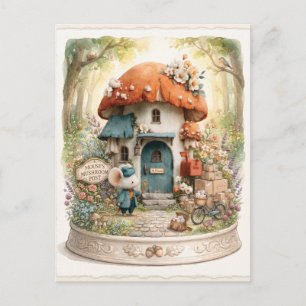 Whimsical Watercolor of a Mouse Post Office Postcard