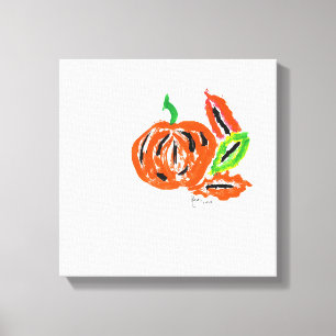 Whimsical Watercolor Painting of Pumpkin Canvas Print