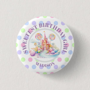 Whimsical Watercolor Pastel Candyland Birthday 3 Cm Round Badge