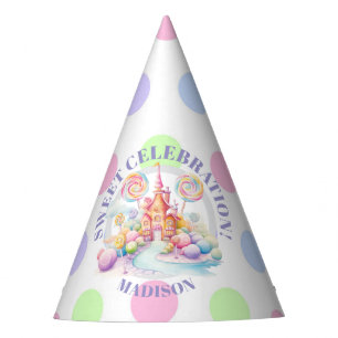 Whimsical Watercolor Pastel Candyland Birthday Party Hat