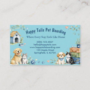 Whimsical Watercolor Pet Boarding Business Card
