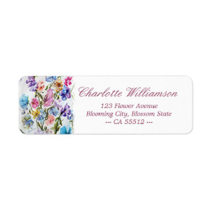 Whimsical Watercolor Pink Butterfly Address
