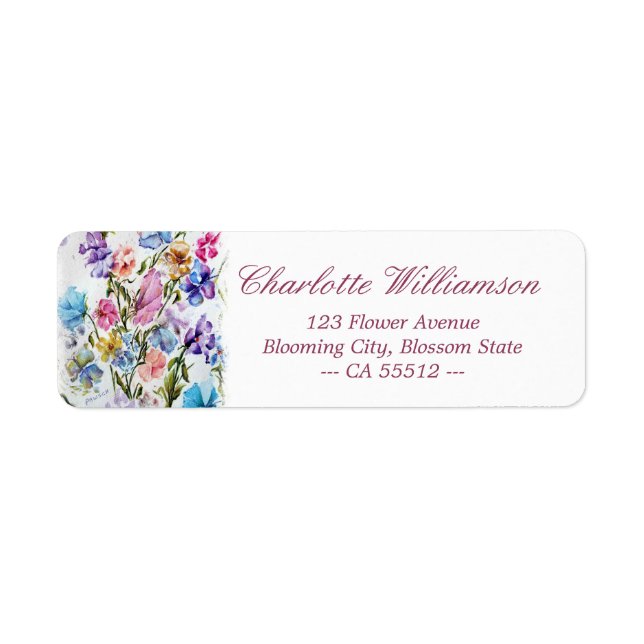 Whimsical Watercolor Pink Butterfly Address (Front)