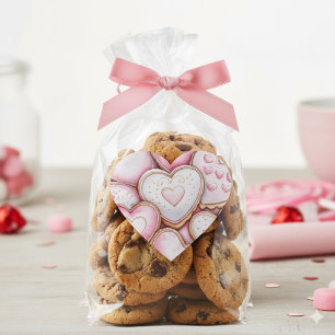 Whimsical Watercolor Pink Heart Shaped Valentines Sticker