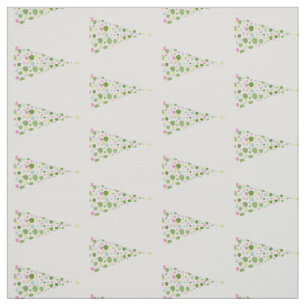 Whimsical Watercolor Polka Dot Christmas Trees Fabric