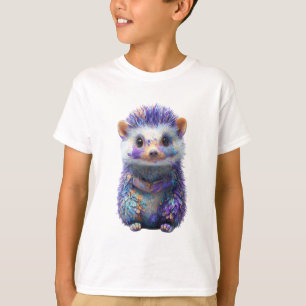 Whimsical Watercolor Purple Galaxy Hedgehog Kids T-Shirt