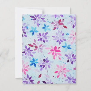 ​Whimsical Watercolor Purple & Pink Floral RSVP Card