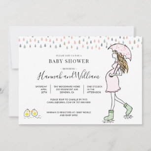 Whimsical Watercolor Rainy Day Baby Shower Invitation