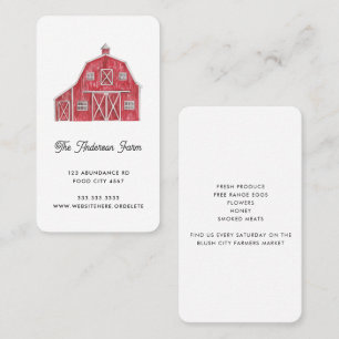 Whimsical Watercolor Red Barn Homestead Farm Business Card