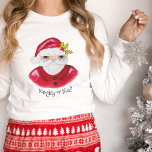 Whimsical Watercolor Santa Naughty Nice Christmas T-Shirt<br><div class="desc">The design on this cute trendy "Naughty or Nice" Christmas shirt was created using my whimsical watercolor and acrylic Santa with green holly leaves and berries on his hat and he is wearing his classic red and white suit. The text on the front and back can be left blank, choose...</div>