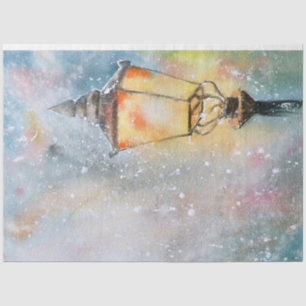 Whimsical Watercolor Snow Night Lamp Christmas Tissue Paper