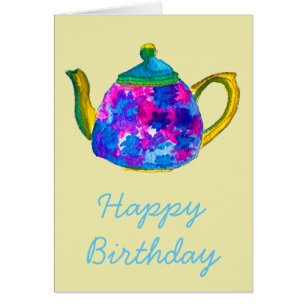 Whimsical watercolor teapot