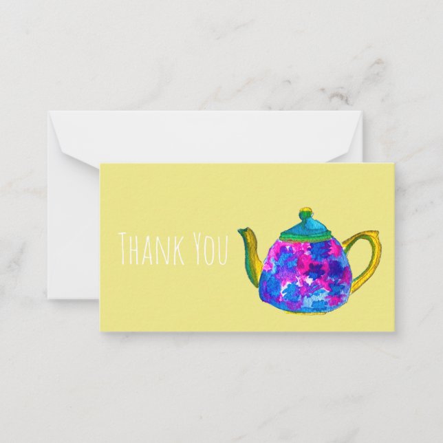 Whimsical watercolor teapot card (Front)