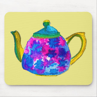 Whimsical watercolor teapot mouse mat