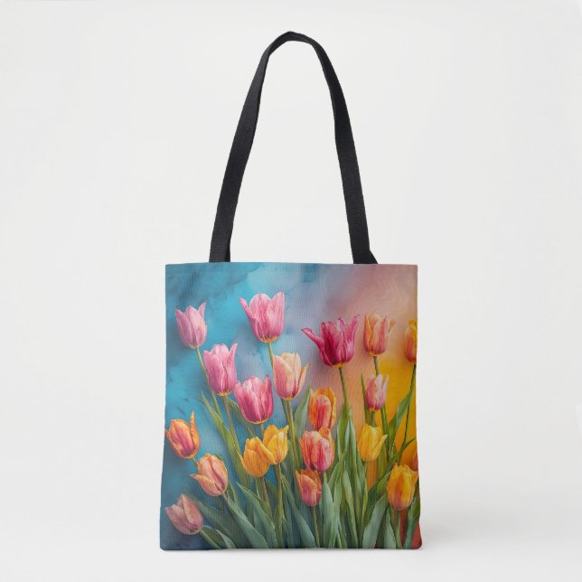 Whimsical watercolor tulips Tote (Front)