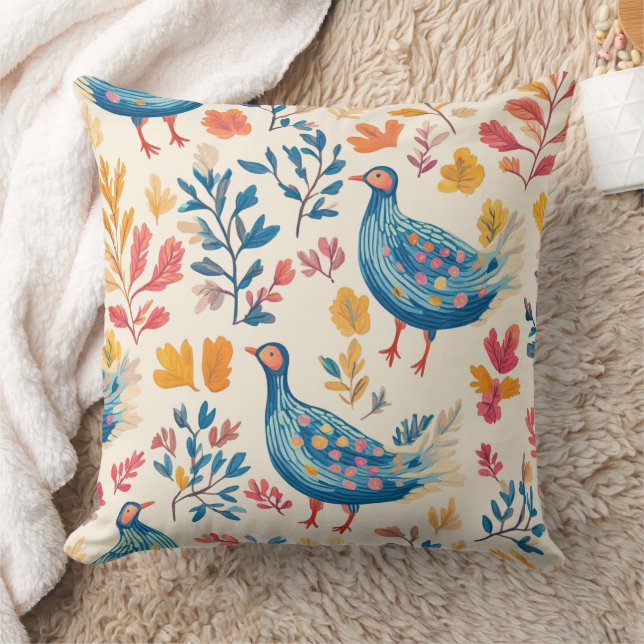 Whimsical Watercolor Turkey –Autumn Thanksgiving 2 Cushion (Blanket)