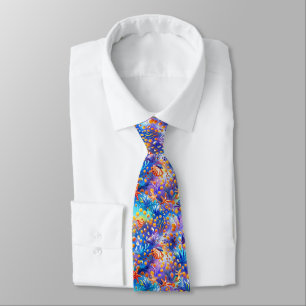 Whimsical Watercolor Underwater Scene Ocean Tie