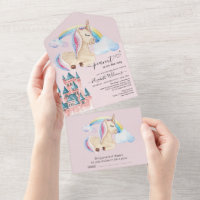 Whimsical Watercolor Unicorn Castle