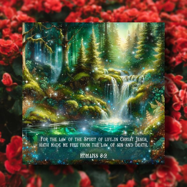 Whimsical Watercolor Waterfall Bible Verse Easter  Holiday Card (Creator Uploaded)