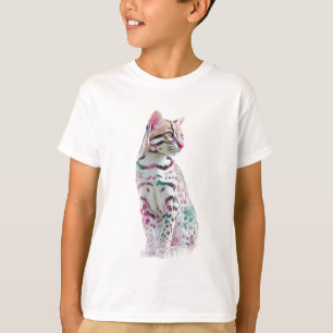 Whimsical Watercolor Wildcat Leopard Kids T-Shirt