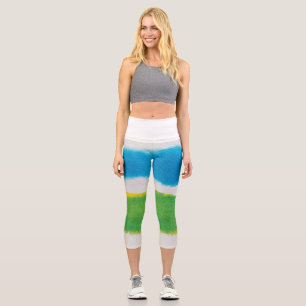 Whimsical Watercolor Wildflower Pattern Women's Le Capri Leggings