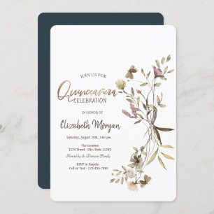 Whimsical Watercolor Wildflower Quinceañera   Invitation