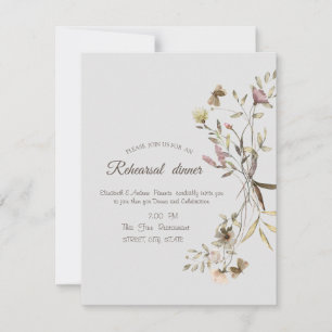 Whimsical Watercolor Wildflower Rehearsal Dinner  Invitation