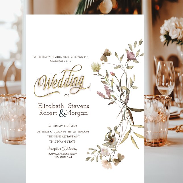 Whimsical Watercolor Wildflower Wedding   Invitation (Creator Uploaded)