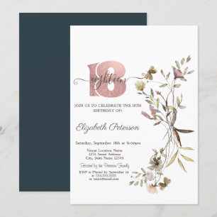 Whimsical Watercolor Wildflowers 18th Birthday Invitation