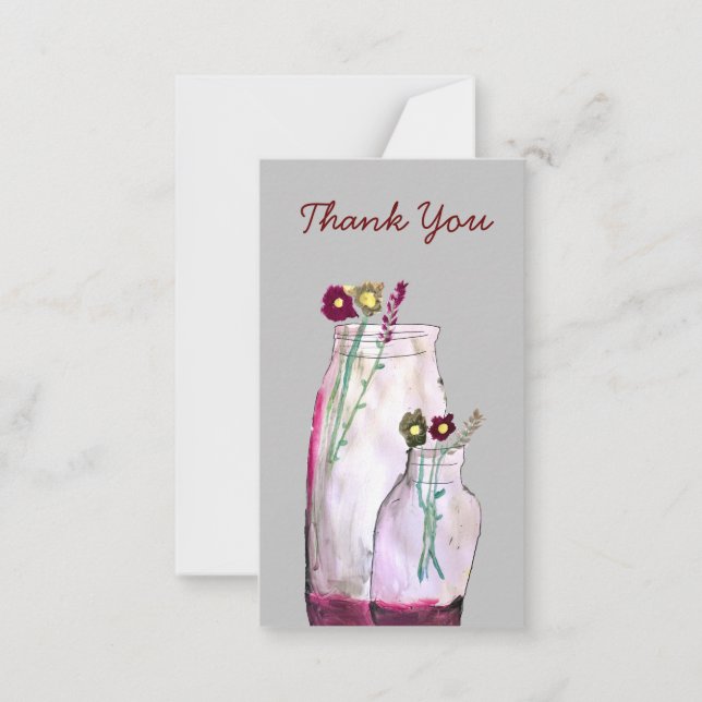 Whimsical watercolor wildflowers in vase card (Front)