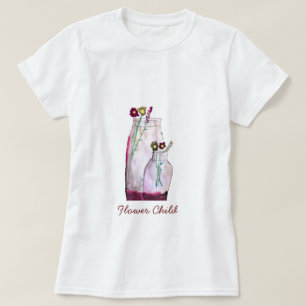 Whimsical watercolor wildflowers in vase T-Shirt