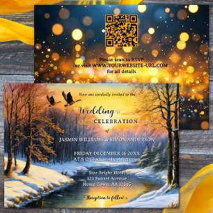 Whimsical Watercolor Winter All-in-One Wedding  Invitation